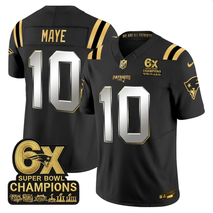 NE 2025 6x Champions Patch Gold Vapor Limited Jersey - All Stitched
