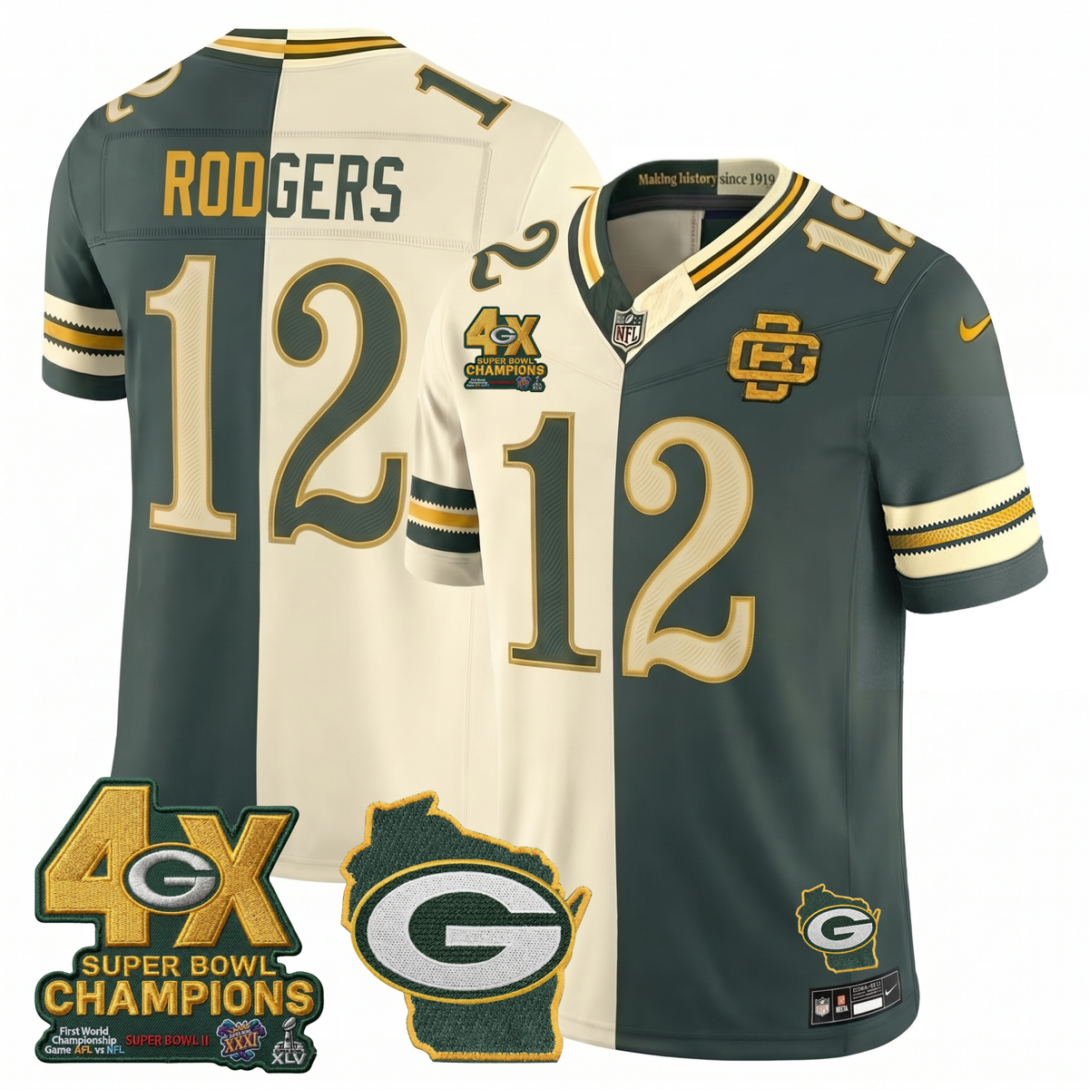 GB 2026 Rivalries Split 4X Champs Patch Vapor Jersey - Stitched
