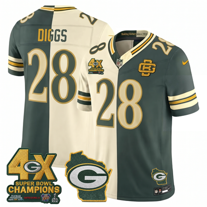 GB 2026 Rivalries Split 4X Champs Patch Vapor Jersey - Stitched