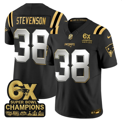 NE 2025 6x Champions Patch Gold Vapor Limited Jersey - All Stitched