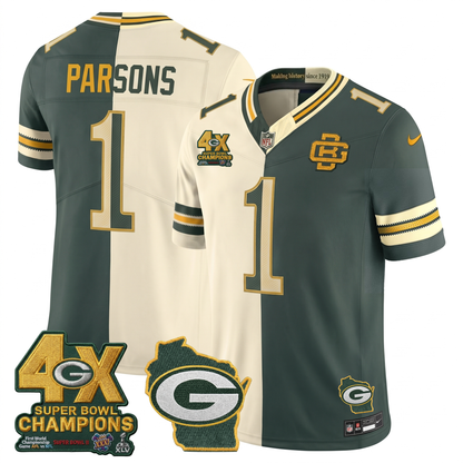 GB 2026 Rivalries Split 4X Champs Patch Vapor Jersey - Stitched