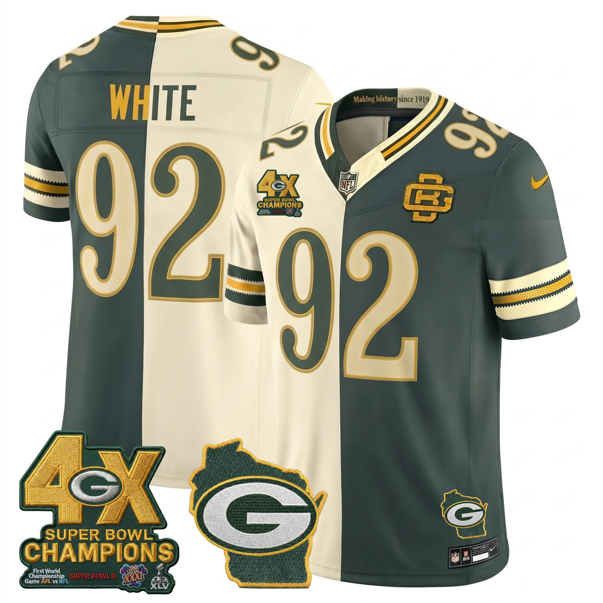 GB 2026 Rivalries Split 4X Champs Patch Vapor Jersey - Stitched