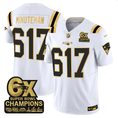 NE 2025 6x Champions Patch Gold Vapor Limited Jersey - All Stitched