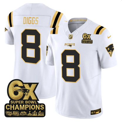 NE 2025 6x Champions Patch Gold Vapor Limited Jersey - All Stitched