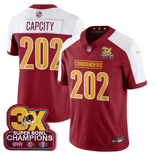 WAS 3-Time Champions Patch Vapor Limited Jersey - Stitched