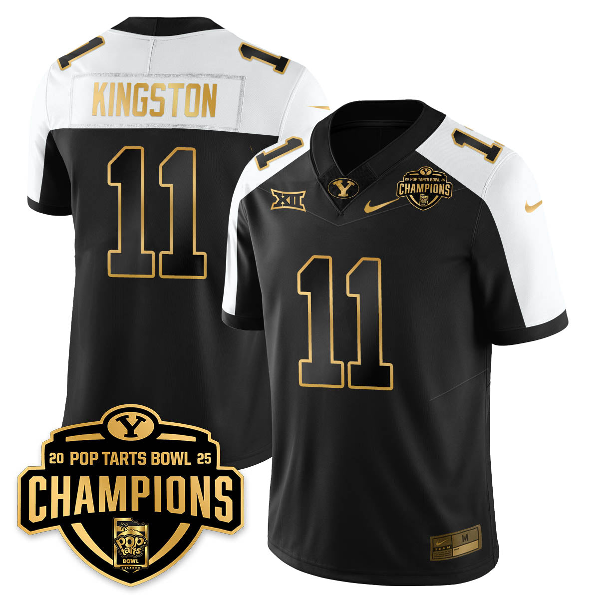 BYU Cougars Football 2025 Pop-Tarts Bowl Champions Gold Jersey - All Stitched