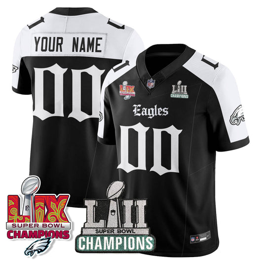PHI 'Gothic Philly' LII-LIX Super Bowl Champions Vapor Limited Custom Jersey - Stitched