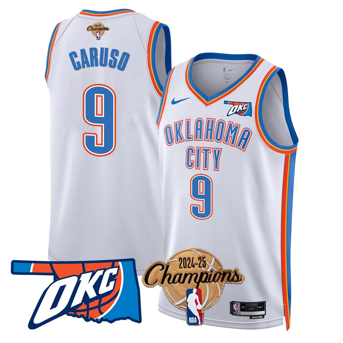 The Thunder 2024-25 Champions Black Gold Jersey - All Stitched