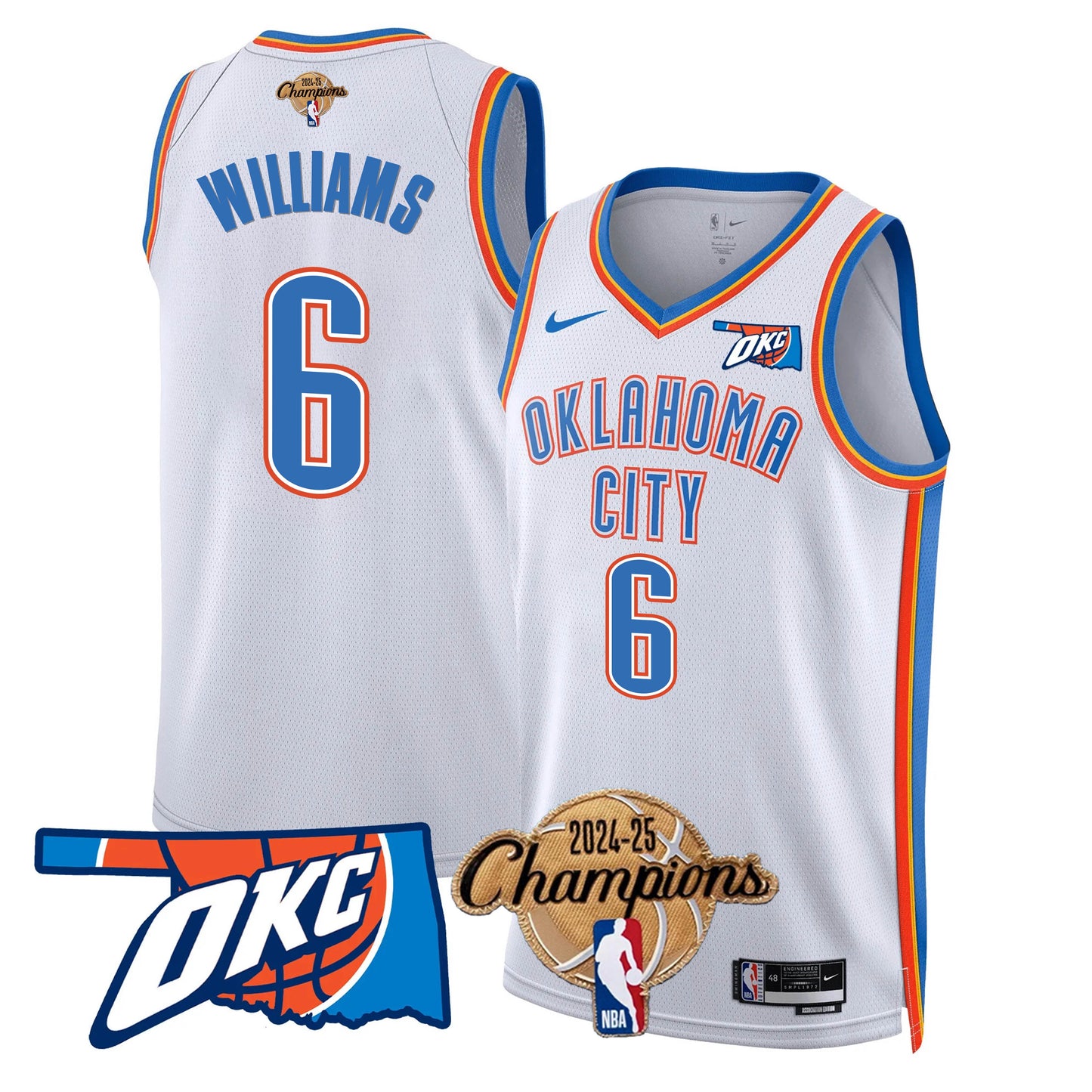 The Thunder 2024-25 Champions Black Gold Jersey - All Stitched
