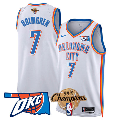 The Thunder 2024-25 Champions Black Gold Jersey - All Stitched