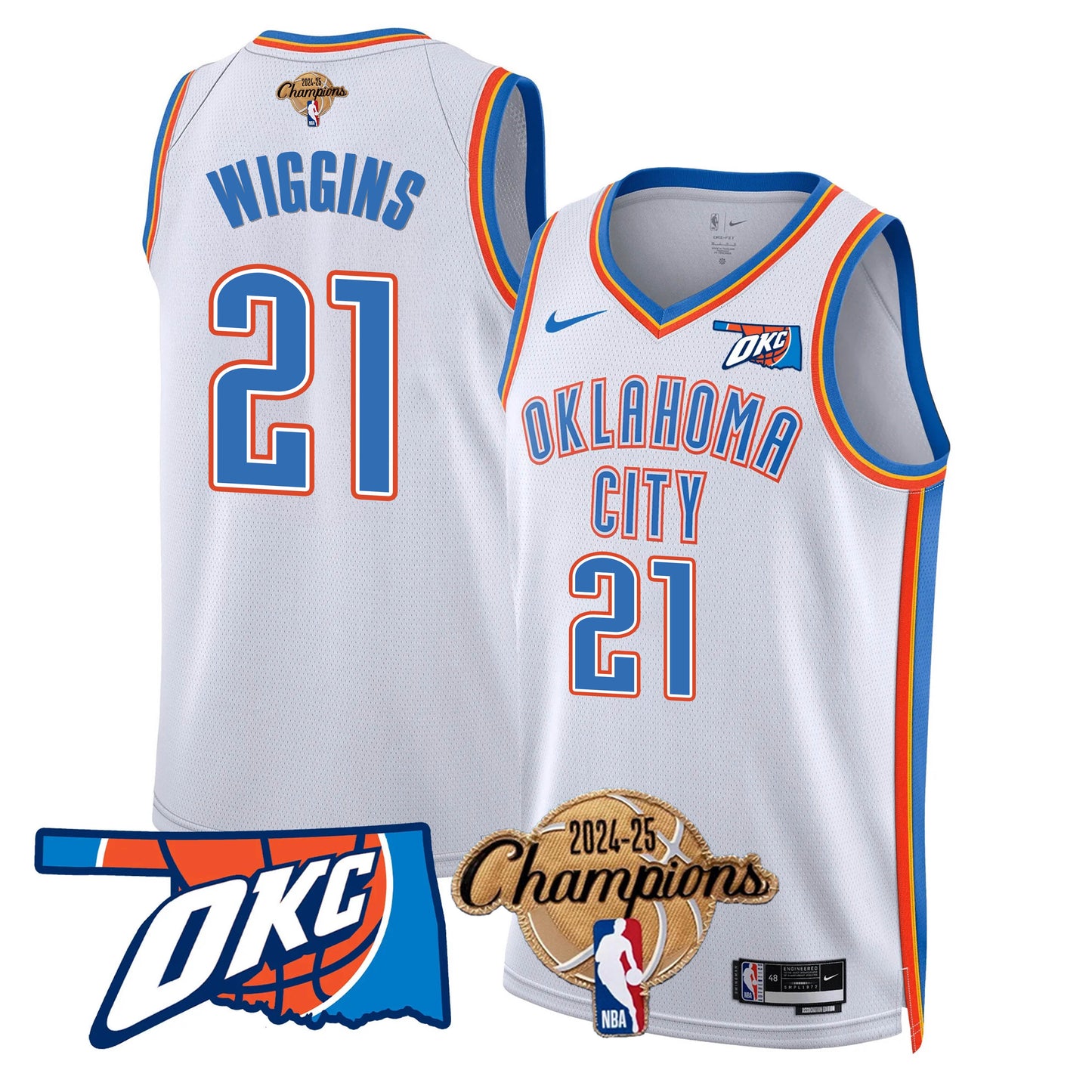 The Thunder 2024-25 Champions Black Gold Jersey - All Stitched