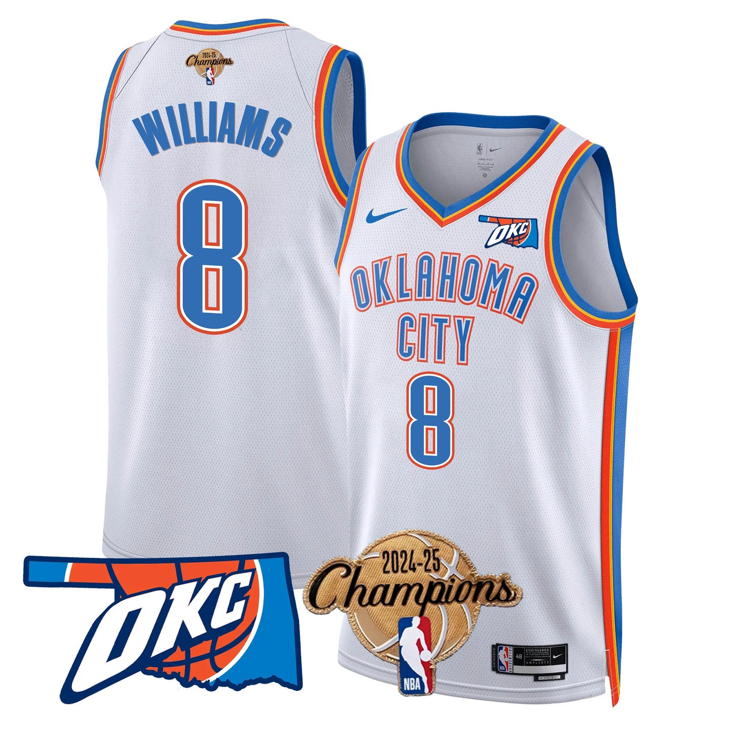 The Thunder 2024-25 Champions Black Gold Jersey - All Stitched
