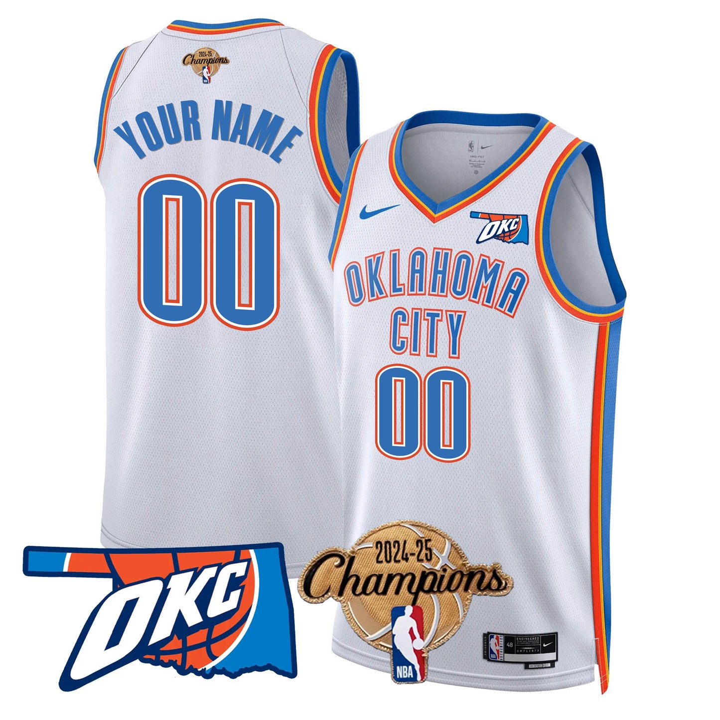 The Thunder 2024-25 Champions Black Gold Jersey - All Stitched