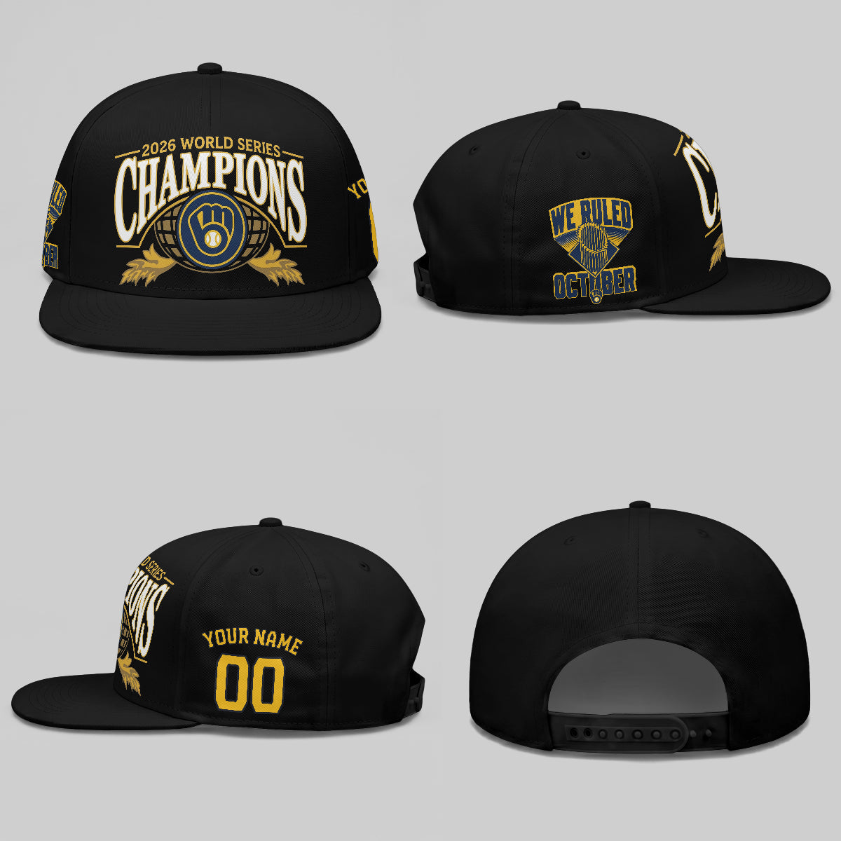 MIL 2026 World Series Champions "We Ruled Oct" Personalized Snapback Cap - Printed