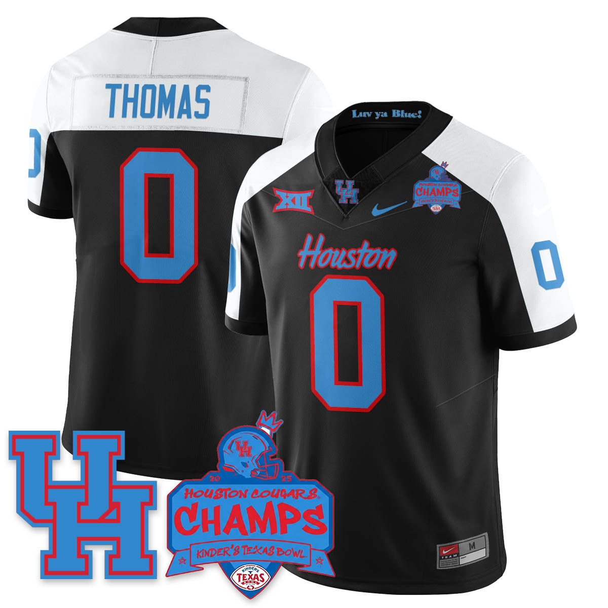 Houston Cougar Football 2025 Kinder's Texas Bowl Champions Jersey - All Stitched