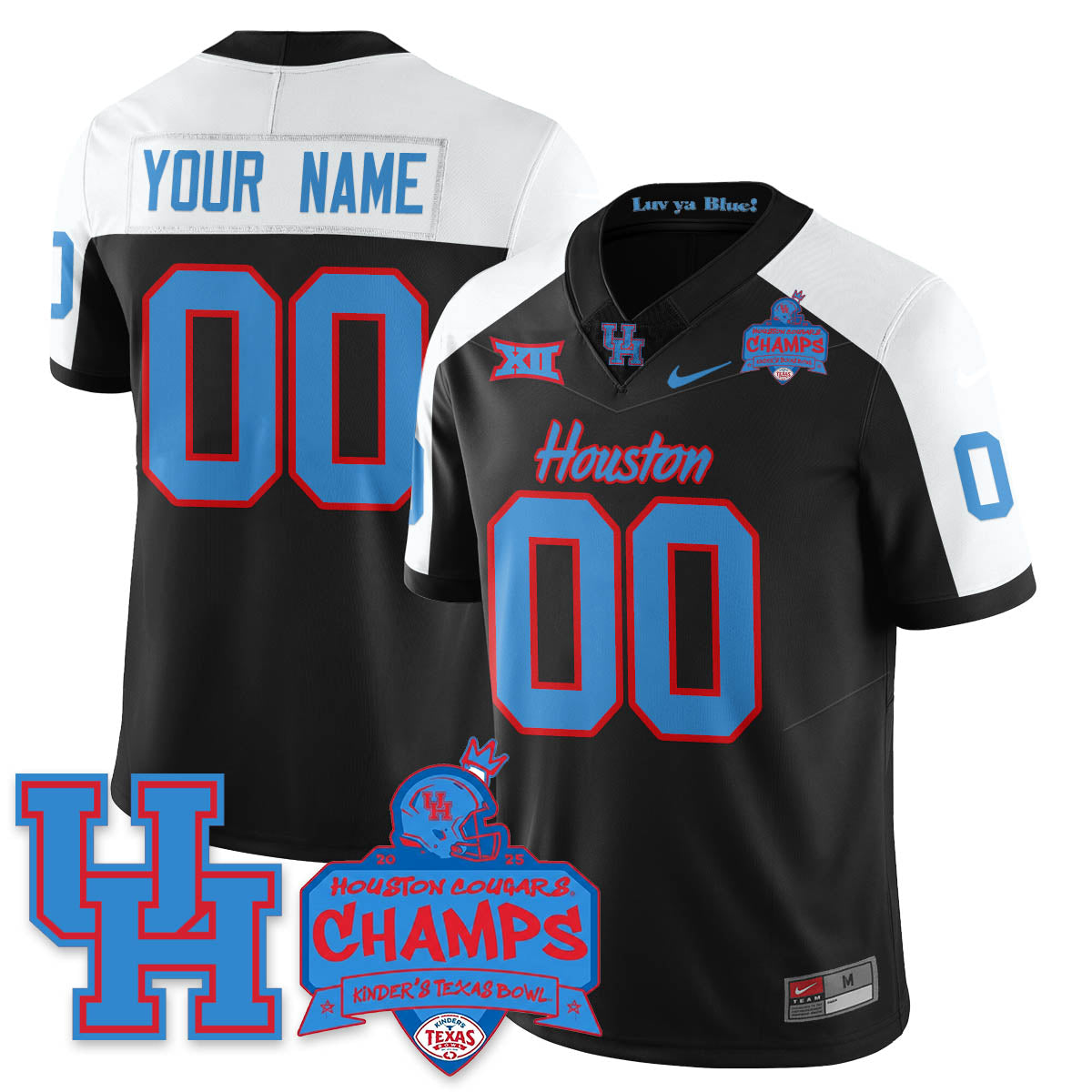 Houston Cougar Football 2025 Kinder's Texas Bowl Champions Custom Jersey - All Stitched