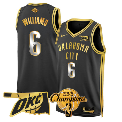 The Thunder 2024-25 Champions Black Gold Jersey - All Stitched