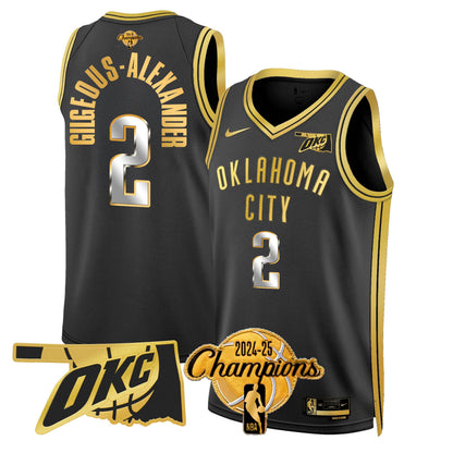 The Thunder 2024-25 Champions Black Gold Jersey - All Stitched