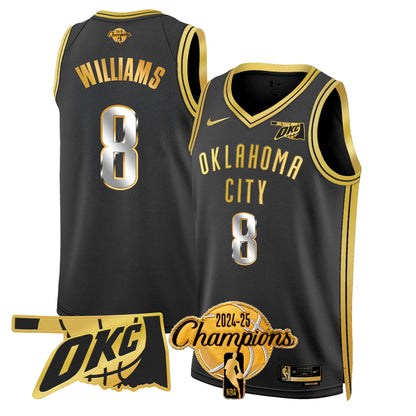 The Thunder 2024-25 Champions Black Gold Jersey - All Stitched