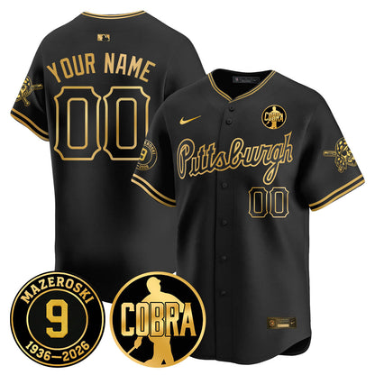 Custom PIT Memories Vapor Limited Gold Jersey - Bill Mazeroski Patch - All Stitched