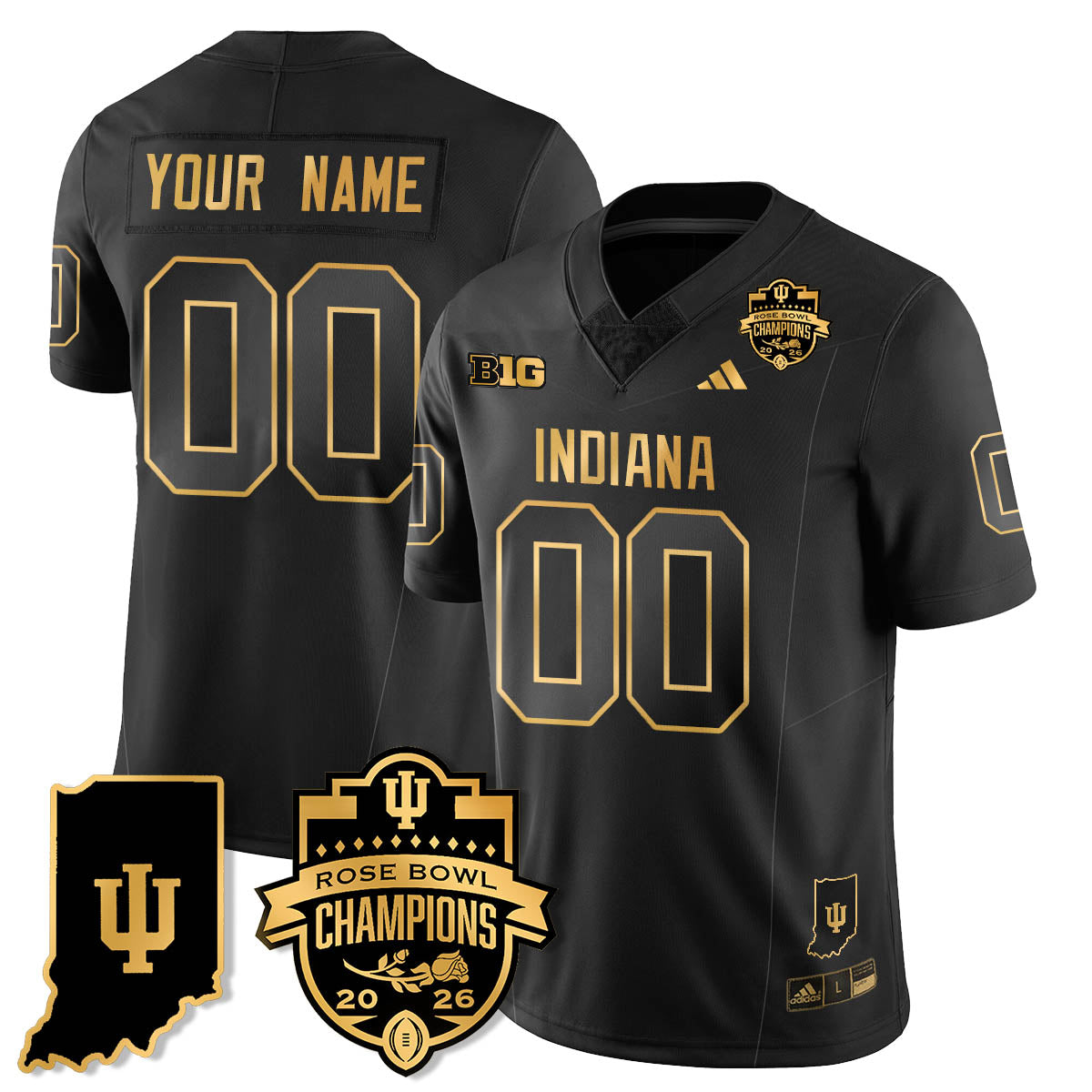 Custom Indiana H Vapor Limited Football Gold Jersey - Rose Bowl Champions - All Stitched