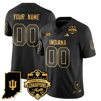 Custom Indiana H Vapor Limited Football Gold Jersey - Rose Bowl Champions - All Stitched