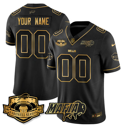 BUF 2025 Bills Mafia Patch Gold Vapor Limited Custom Jersey - All Stitched
