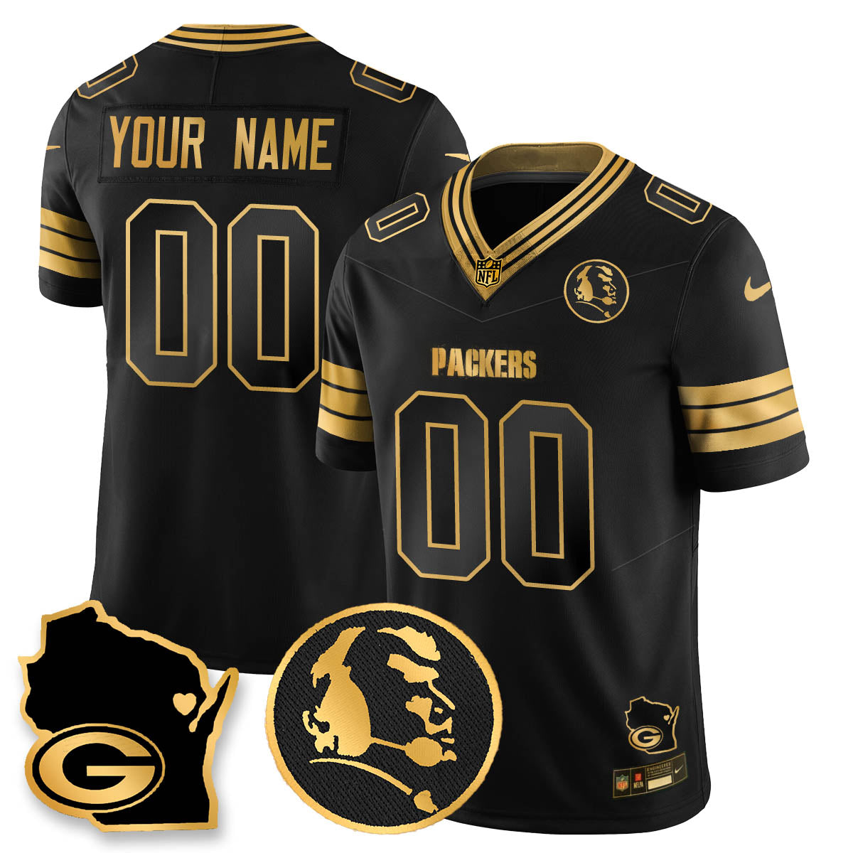GB 4-Time Champions Vapor Limited Custom Jersey - John Madden Patch - All Stitched