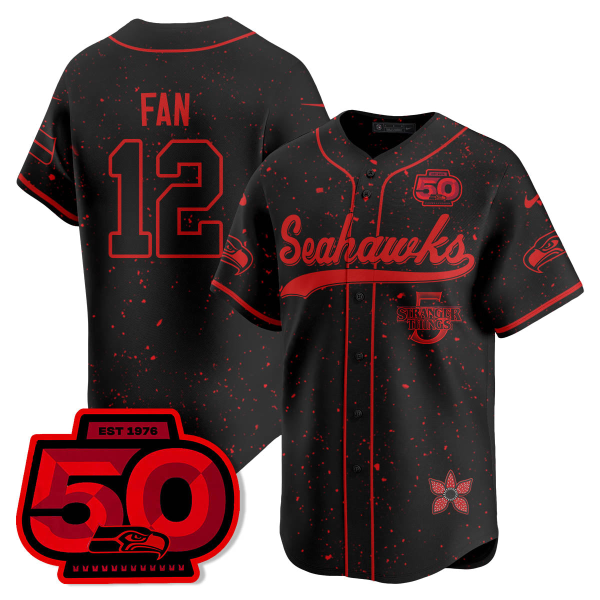 SEA Stranger Things Vapor Limited Baseball Jersey - All Stitched