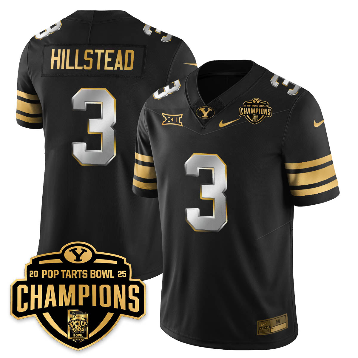 BYU Cougars Football 2025 Pop-Tarts Bowl Champions Gold Jersey - All Stitched