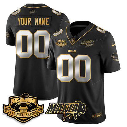 BUF 2025 Bills Mafia Patch Gold Vapor Limited Custom Jersey - All Stitched