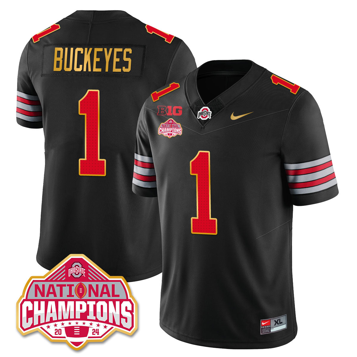 OSU 'Heritage Stripe' 2025 CFP Patch - National Champions Jersey N19 - All Stitched