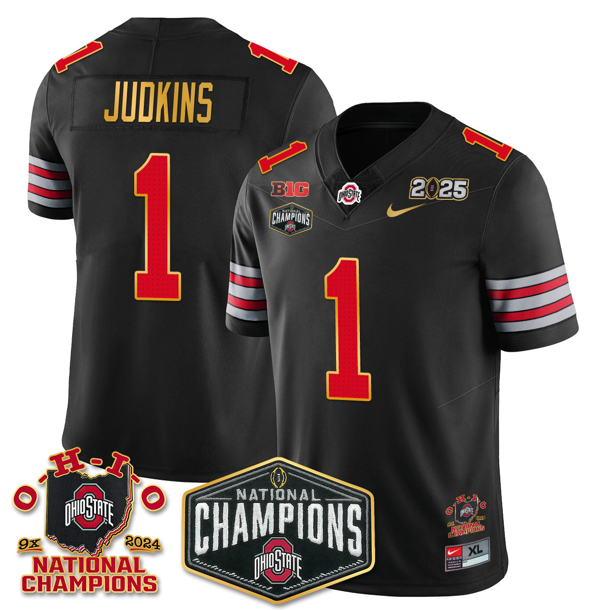 OSU 'Heritage Stripe' 2025 CFP Patch - National Champions Jersey N8 - All Stitched