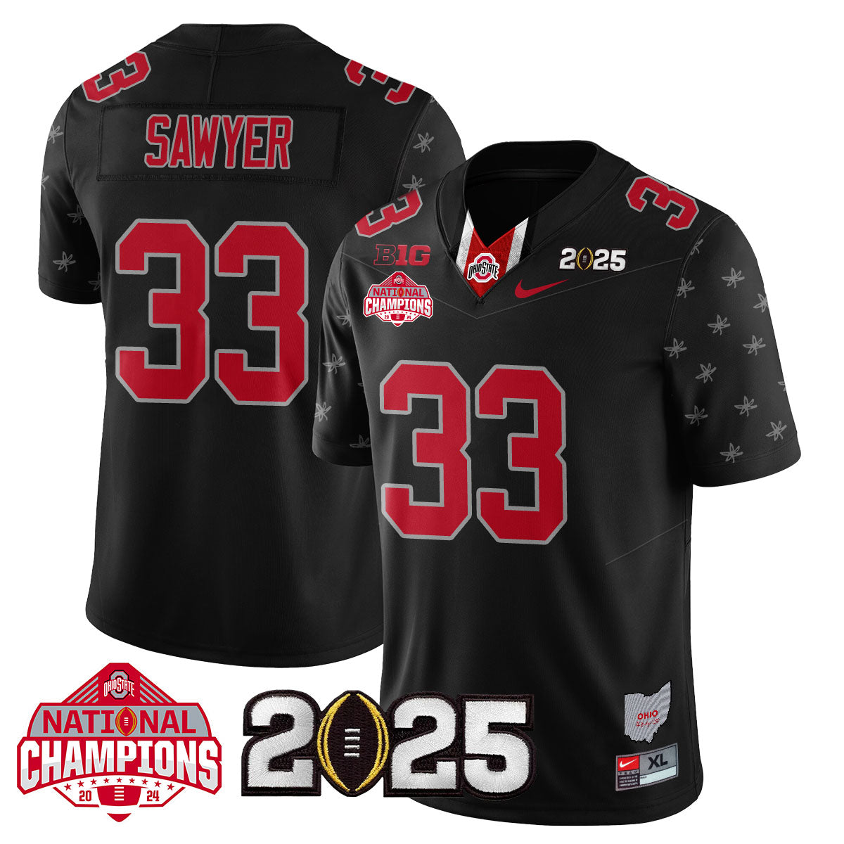 OSU 'Heritage Stripe' 2025 CFP Patch - National Champions Jersey N19 - All Stitched