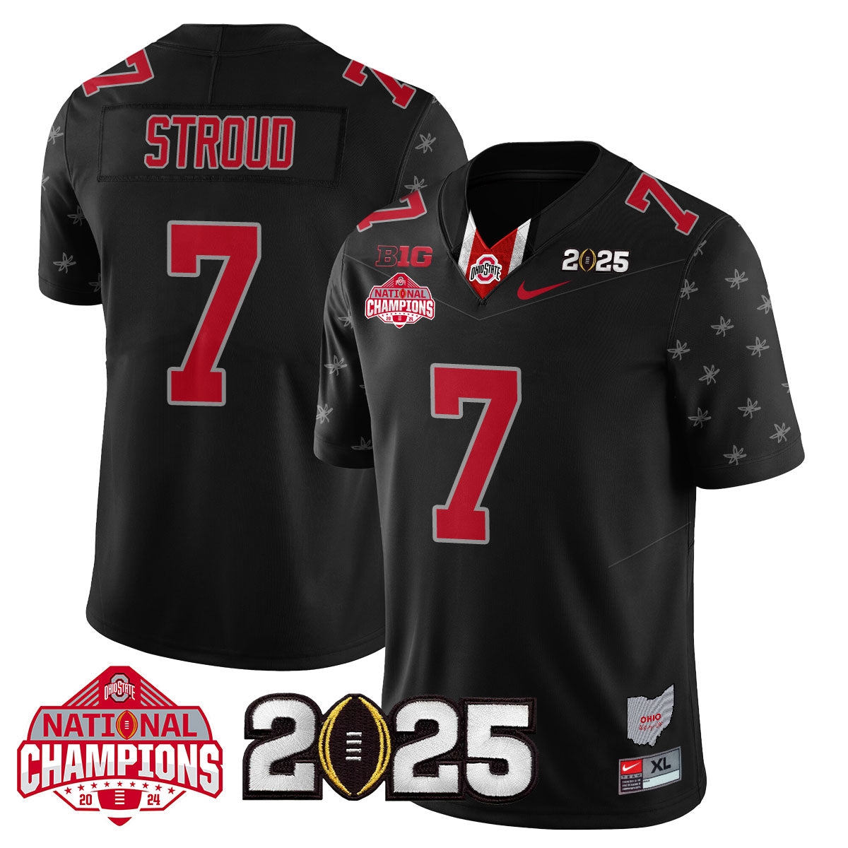 OSU 'Heritage Stripe' 2025 CFP Patch - National Champions Jersey N19 - All Stitched