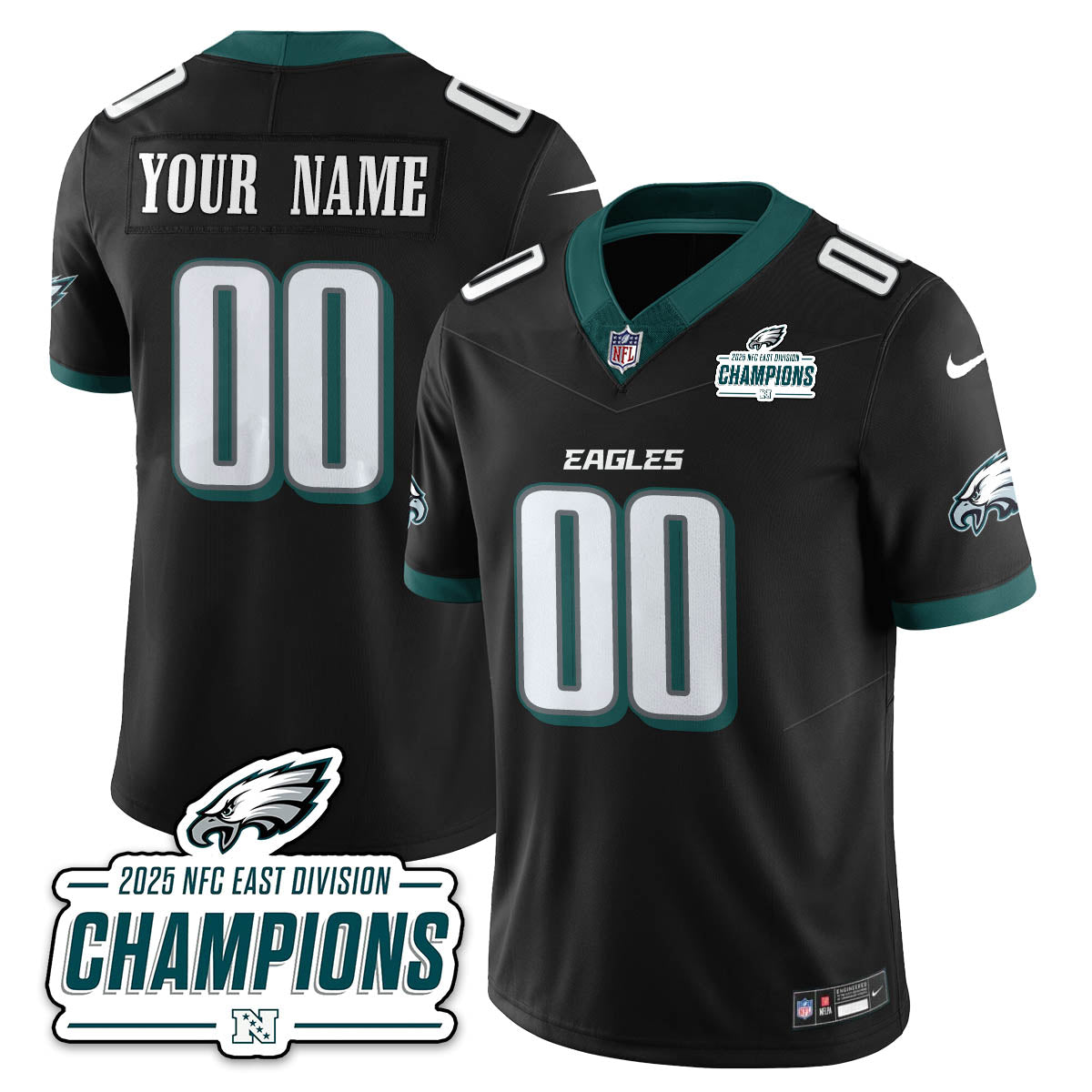 PHI NFC East Champions Vapor Limited Custom Jersey - All Stitched