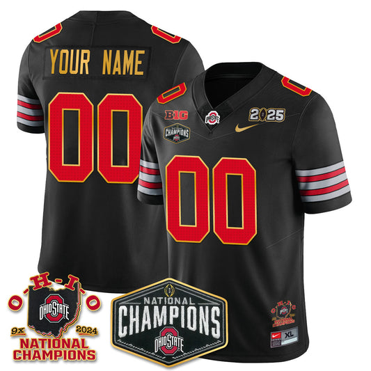 Custom Gender/Name OSU 'Heritage Stripe' 2025 CFP Patch - National Champions Gold Custom Jersey N8 - Stitched