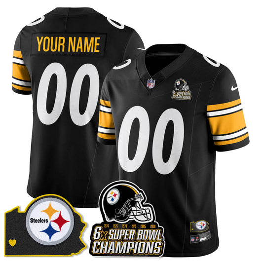 Custom PIT 6-Time Champions Patch Vapor Limited Jersey - Stitched
