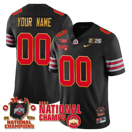 Custom Gender/Name OSU 'Heritage Stripe' 2025 CFP Patch - National Champions Gold Custom Jersey N6 - Stitched