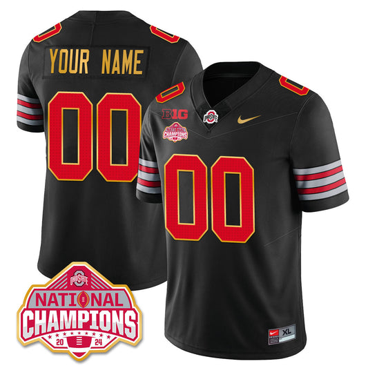 OSU 'Heritage Stripe' 2025 CFP Patch - National Champions Gold Custom Jersey - Stitched