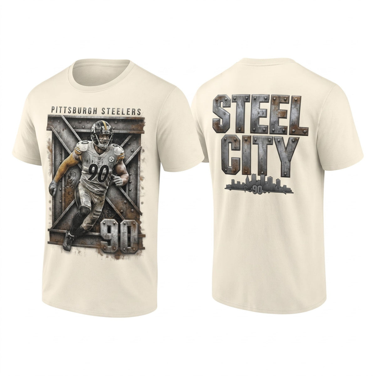 PIT TJ. Watt #90 x Steel City Two Sides T-Shirt - Printed