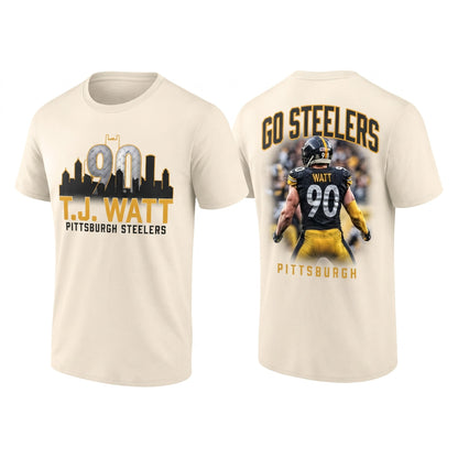 PIT TJ. Watt #90 Go Steelers Two Sides T-Shirt - Printed