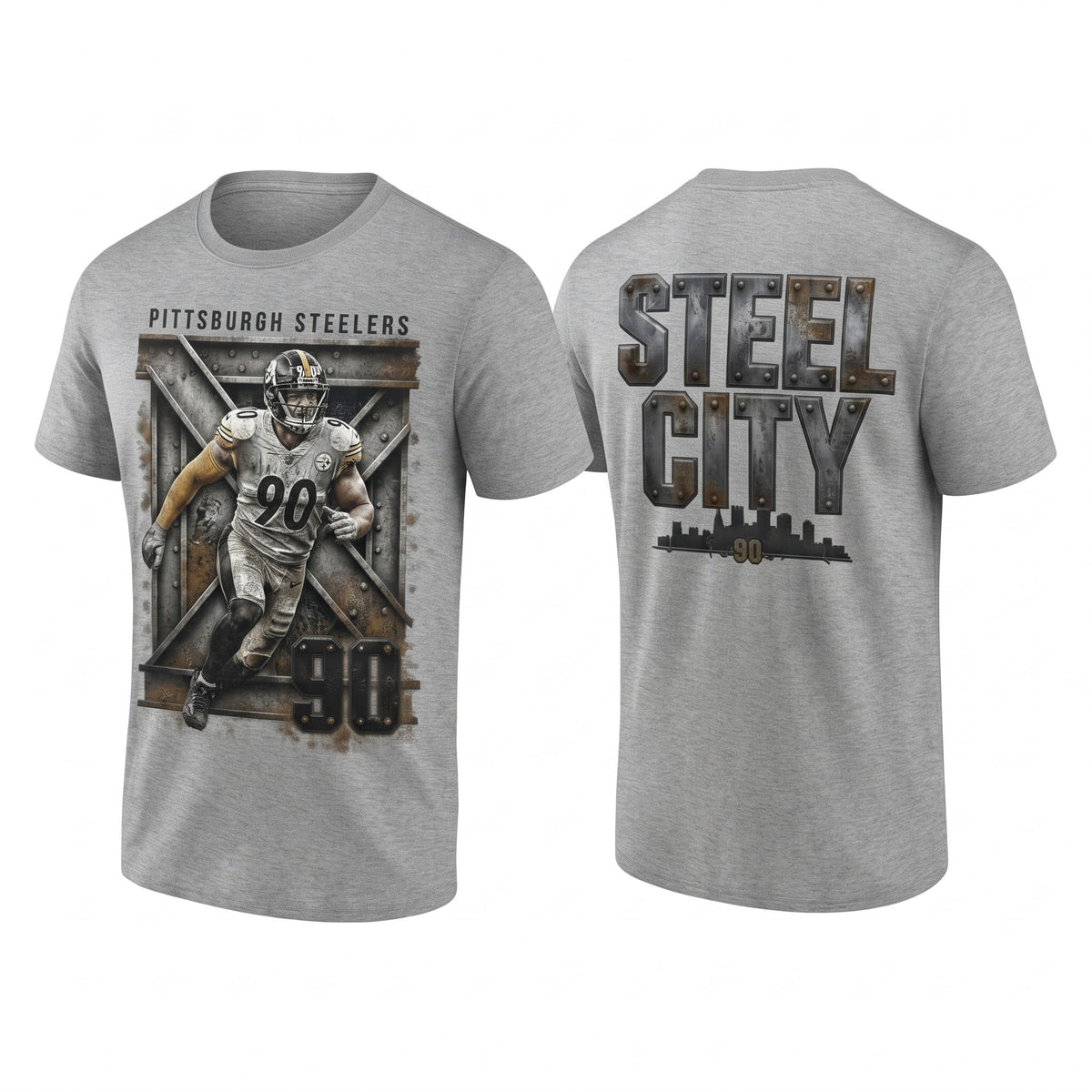 PIT TJ. Watt #90 x Steel City Two Sides T-Shirt - Printed