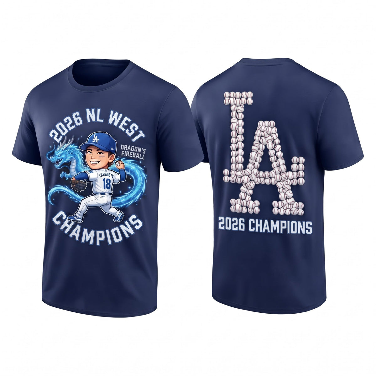 LAD 2026 NL West Champs Two Sides T-Shirt - Printed V4