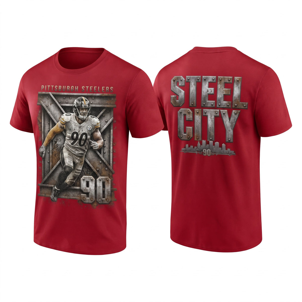 PIT TJ. Watt #90 x Steel City Two Sides T-Shirt - Printed