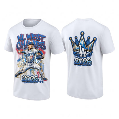 LAD 2026 NL West Champs Two Sides T-Shirt - Printed V5
