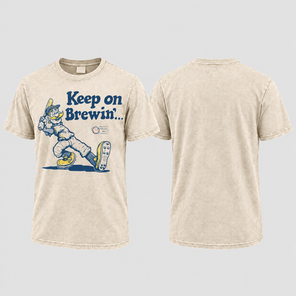 MIL Keep On Brewin' Washed T-Shirt - Printed