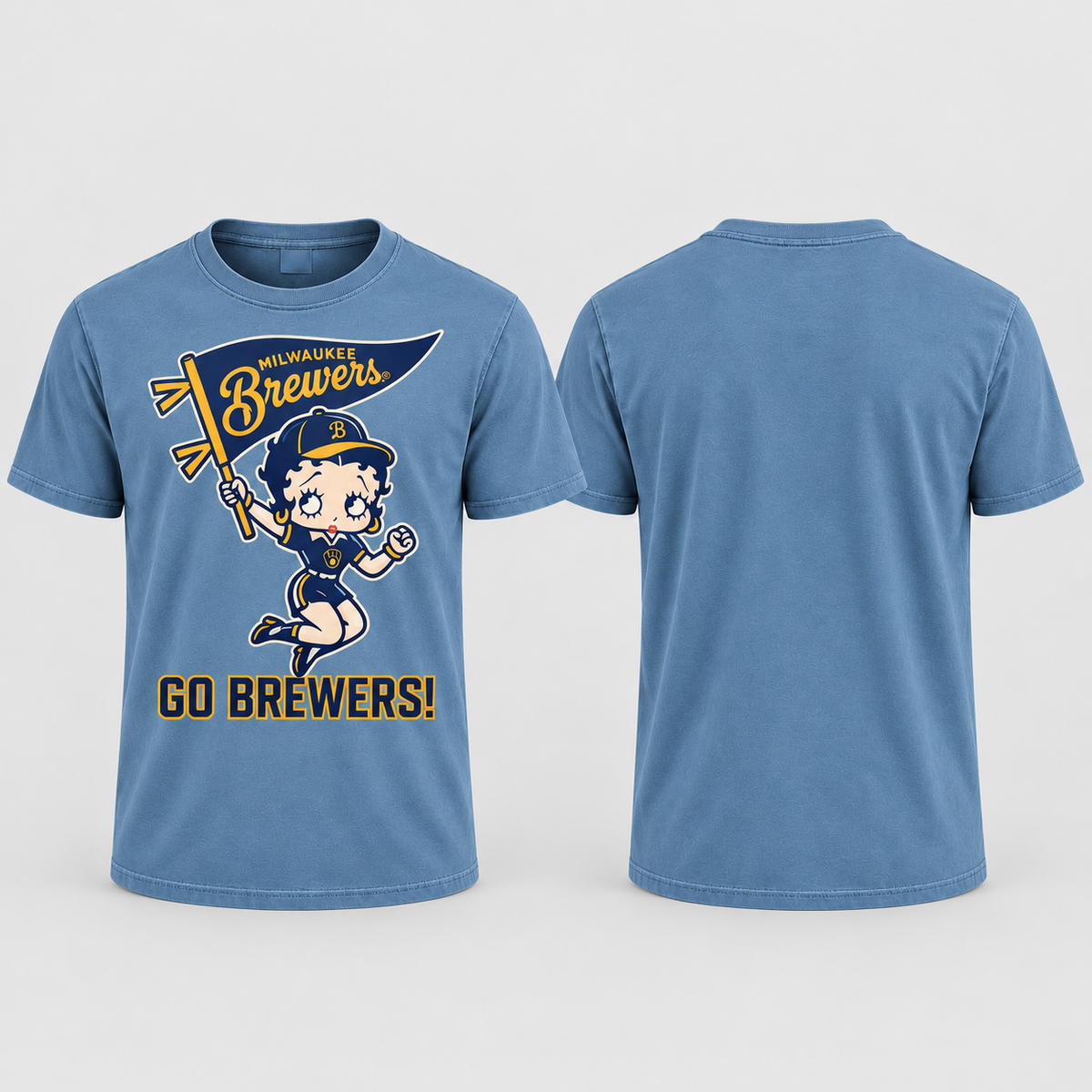 MIL Baseball Girl Go Brewers Washed T-Shirt - Printed