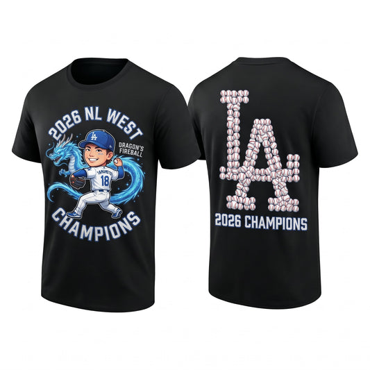 LAD 2026 NL West Champs Two Sides T-Shirt - Printed V4
