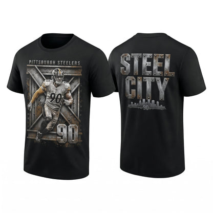 PIT TJ. Watt #90 x Steel City Two Sides T-Shirt - Printed